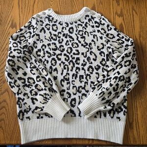 Crown & Ivy Leopard Print Sweater - Black and Cream